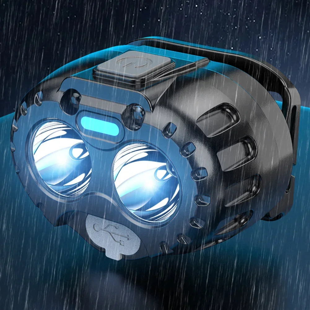 Linterna Frontal LED Impermeable | 250LM | Sensor de Movimiento | Carga USB-C | Pesca y Exterior