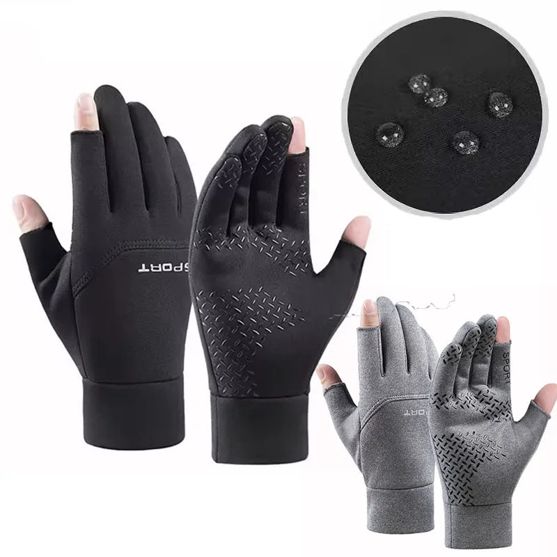 Guantes de Pesca Impermeables | Antideslizantes con Dedos Expuestos | Pantalla Táctil | Unisex