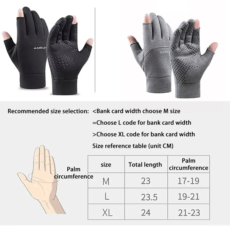 Guantes de Pesca Impermeables | Antideslizantes con Dedos Expuestos | Pantalla Táctil | Unisex