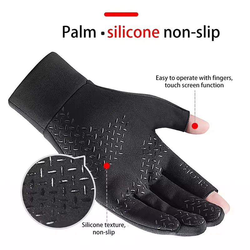 Guantes de Pesca Impermeables | Antideslizantes con Dedos Expuestos | Pantalla Táctil | Unisex
