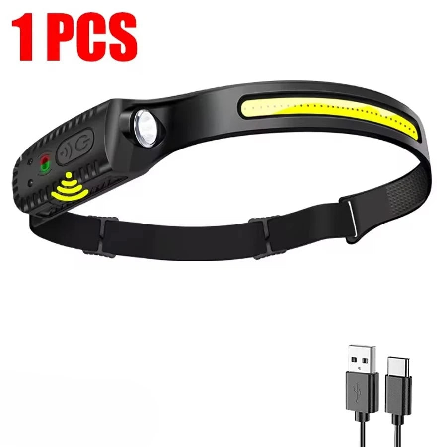Linterna Frontal LED Impermeable | 250LM | Sensor de Movimiento | Carga USB-C | Pesca y Exterior