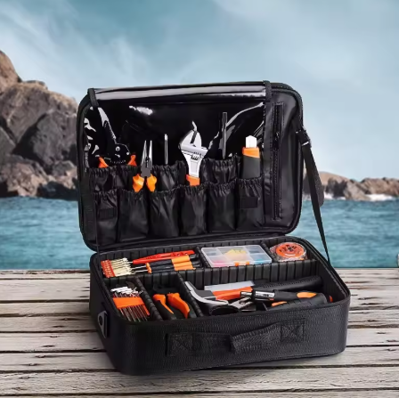 Bolsa de Pesca Multifuncional | Tela Oxford Impermeable | 3 Niveles con Correa y Funda para Carrito